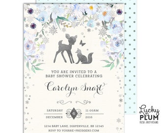 Herten Baby Shower Uitnodiging / Woodland Baby Shower Invite / Winter Woodland Baby Shower Invite / Coed Baby Shower Invite