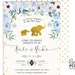 Elephant Baby Shower Invitation / Couples Baby Shower Invitation / Coed Baby Shower Invitation / Safari Baby Shower Invitation / Floral Blue