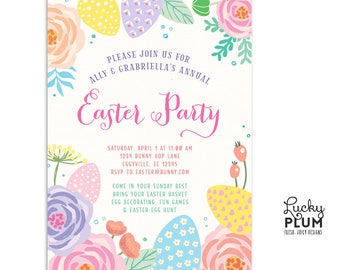 Easter Invitation / Easter Brunch Invitation / Bunny Birthday Invitation / Easter Party Invitation / Easter Bunny Invitation / Floral