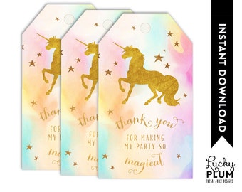 Unicorn Favor Tag / Unicorn Thank You Tag / Rainbow Favor Tag / Magical Favor Tag / Colorful Favor Tag / Horse Favor Tag / Pink Purple UC02