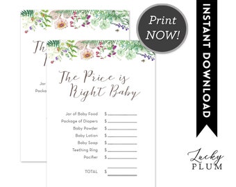 Wildflower Price Is Right / Wild Flower Price is Right / Flower Baby Shower Games / Floral Botanical / Digital Printable WF01