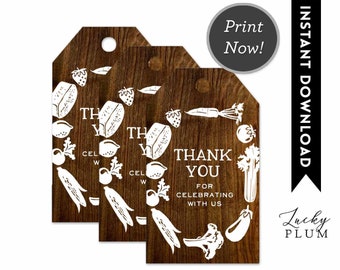 Farmer's Market Favor Tag / Locally Grown Gift Tag / Gift Label / Thank You Tag Fruit Vegetable Farm Organic / Baby Shower Game  / FM03