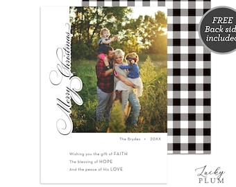 Faith Hope Love Christmas Photo Card / Religious Holiday Photo Card / Family Holiday Card / Printable Christmas Card / Digital Printable