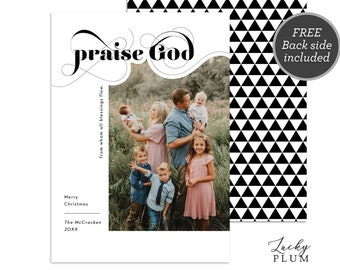 Praise God Christmas Photo Card / Religious Holiday Photo Card / Family Holiday Card / Printable Christmas Card / Digital Printable