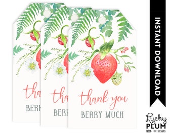 Strawberry Favor Tag / Berry Thank You Tag / Strawberry  Gift Tag / Strawberry Thank You Label / Farmers Market Fruit Red SB01