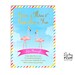 Flamingo Birthday Invitation / Rainbow Sky Invite / Gold Invite / Twin Birthday Invite / Colorful Invite / Bird Invite  *Digital file*