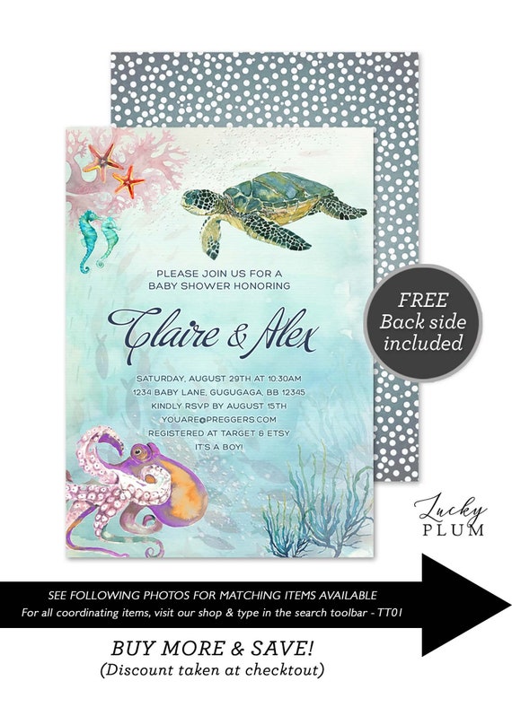 sea turtle baby shower invitations