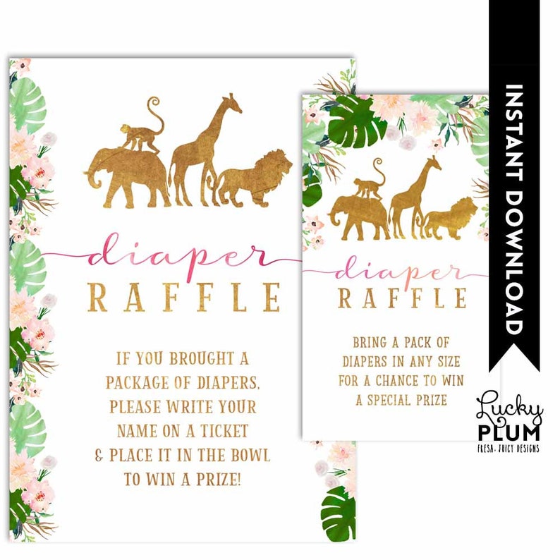 Girl Safari Advice for Parent-to-be / Pink Gold Jungle Advice for Parent-to-be / Floral Animals Baby Shower Games / DIY Printable SF05 image 5