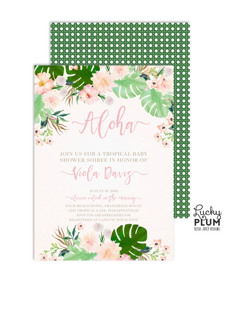Tropical Baby Shower Invitation Luau Baby Shower Invitation Etsy