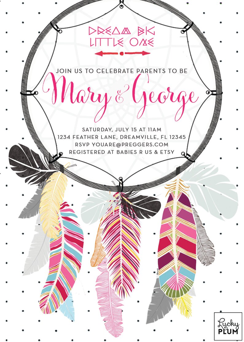 Dream Catcher Baby Shower Invitation / Boho Baby Shower Etsy