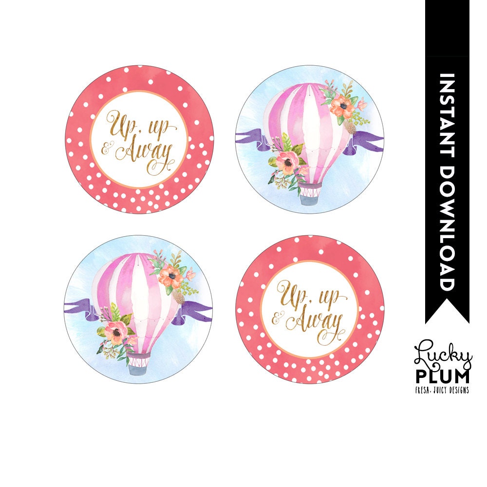 Hot Air Balloon Cupcake Toppers / Watercolor Cupcake Toppers / | Etsy