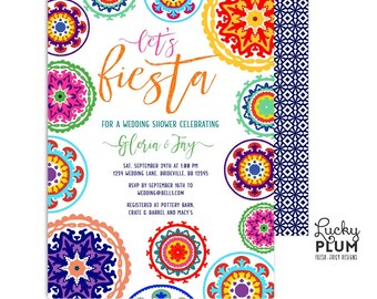 Fiesta Wedding Shower Invitation / Mexican Couples Shower Invitation / Mexican Engagement Invitation / Printable Digital FT01