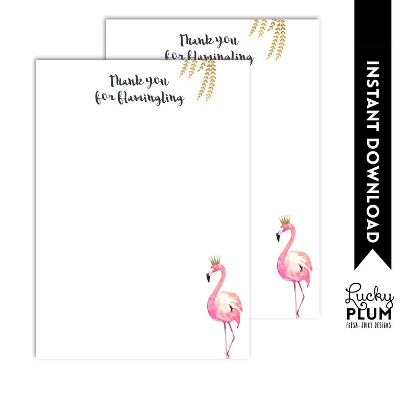 Flamingo Favor Tags Flamingo Gift Tags Flamingo Thank You Tags Pink Gold Favor Tags Watercolor Bird Willow *DIY Printable FG02
