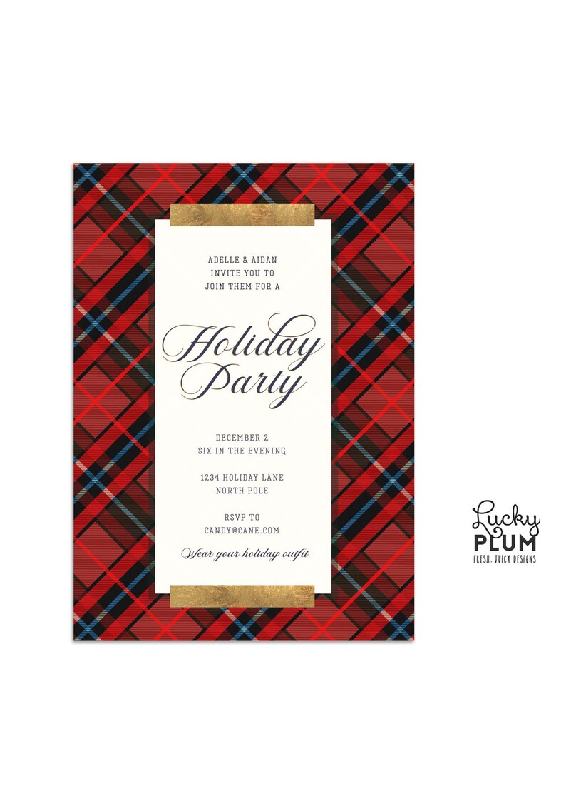 Plaid Christmas Party Invitation / Traditional Holiday Party - Etsy