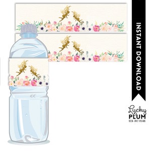 Fairy Water Bottle Label / Garden Water Bottle Label / Flower Water Bottle Label / Playdoh Label / Pixie Elves Water Bottle Label FY01 image 1