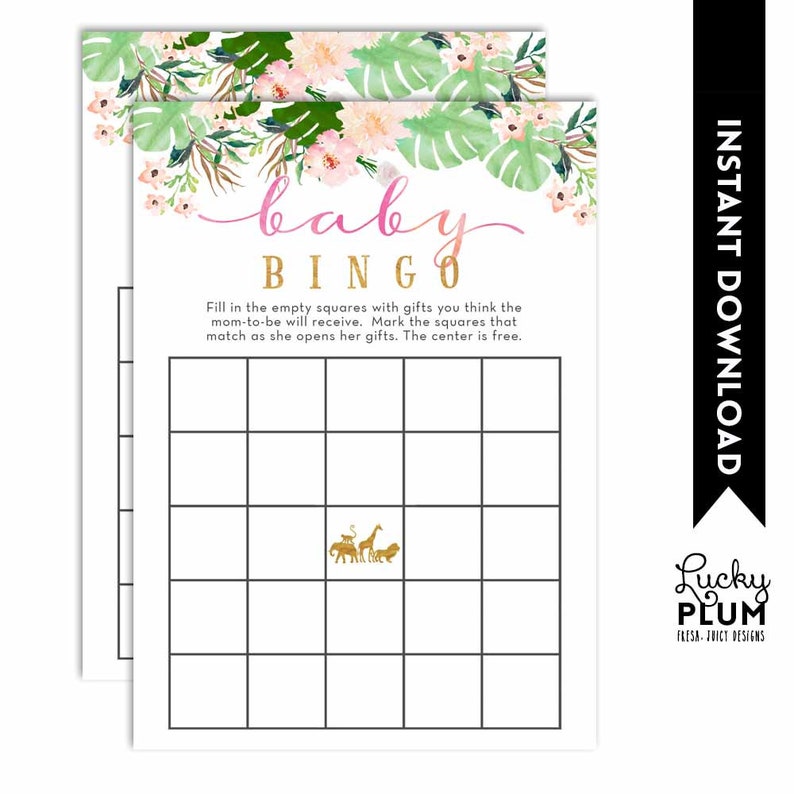 Girl Safari Advice for Parent-to-be / Pink Gold Jungle Advice for Parent-to-be / Floral Animals Baby Shower Games / DIY Printable SF05 image 3