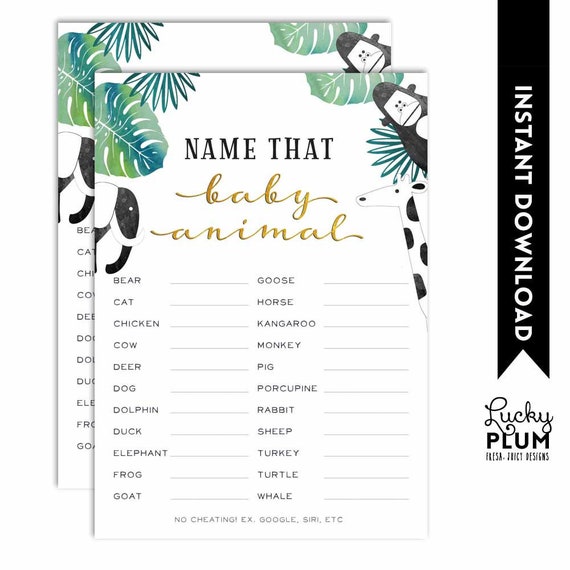 Jungle Name the Baby Animal / Safari Name the Baby Animal / Etsy