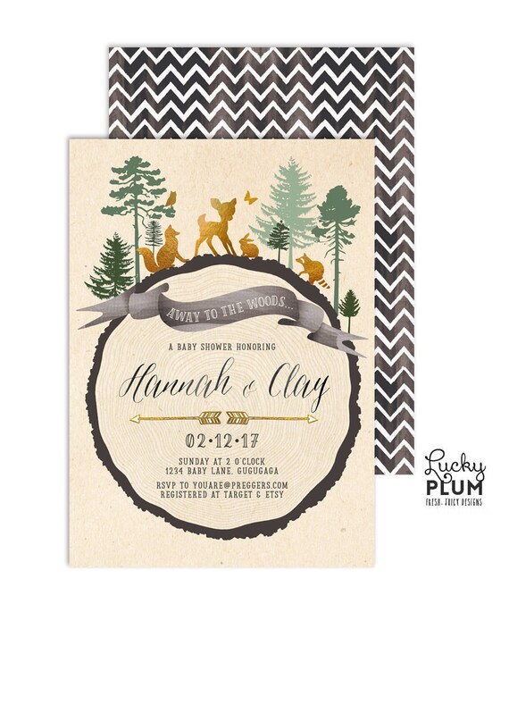 etsy woodland baby shower invitations