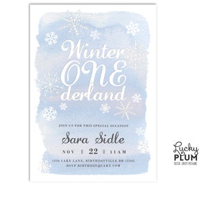 Frozen Birthday Invitation / Anna and Elsa Invite / Snowflake Silver Invite / Winter ONEderland Invite / First Birthday Invite