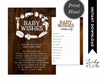Farmer's Market Baby Wishes / Locally Grown Baby Wishes / Fruit Vegetable Farm Coed Organic / Baby Shower Game FM03