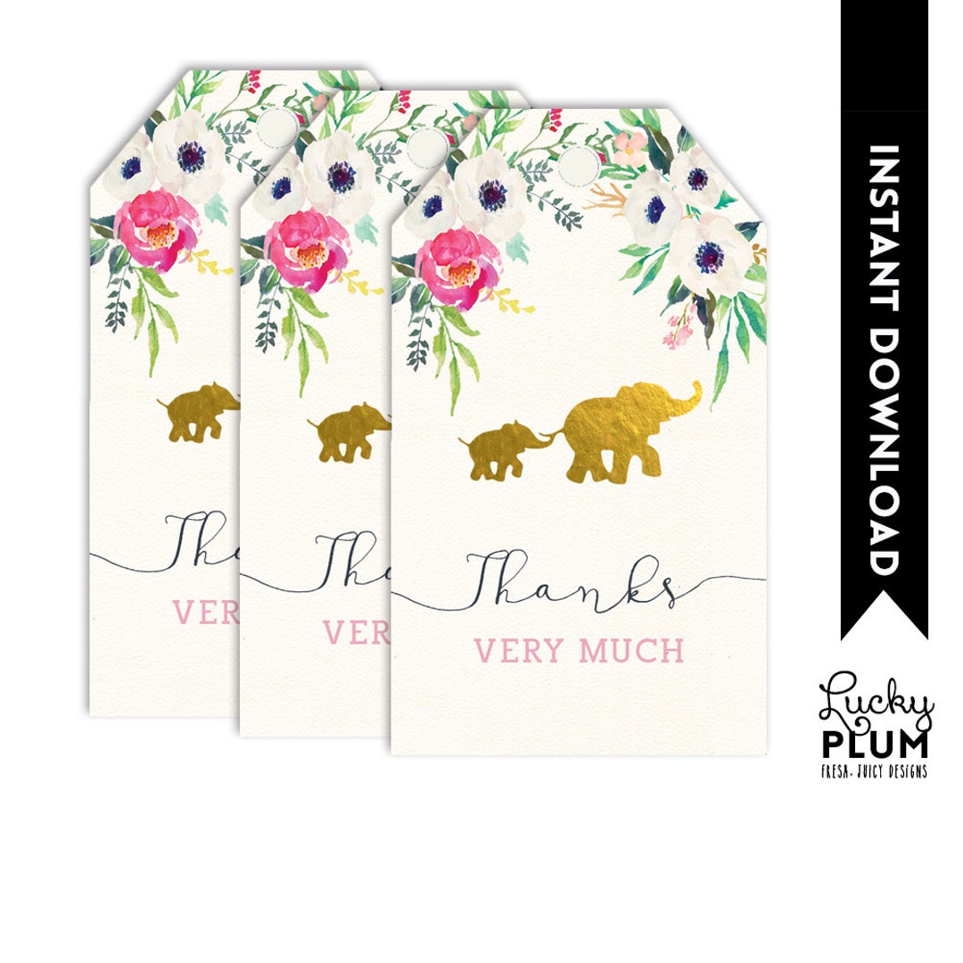 Elephant Favor Tag / Dumbo Favor Tag / Elephant Labels / Animal Favor ...