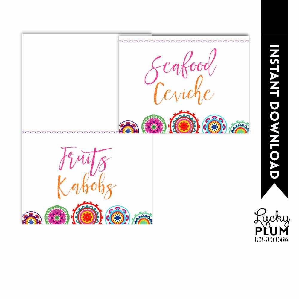 Fiesta Food Tent Card / Mexican Food Tent Card / Fiesta Place | Etsy