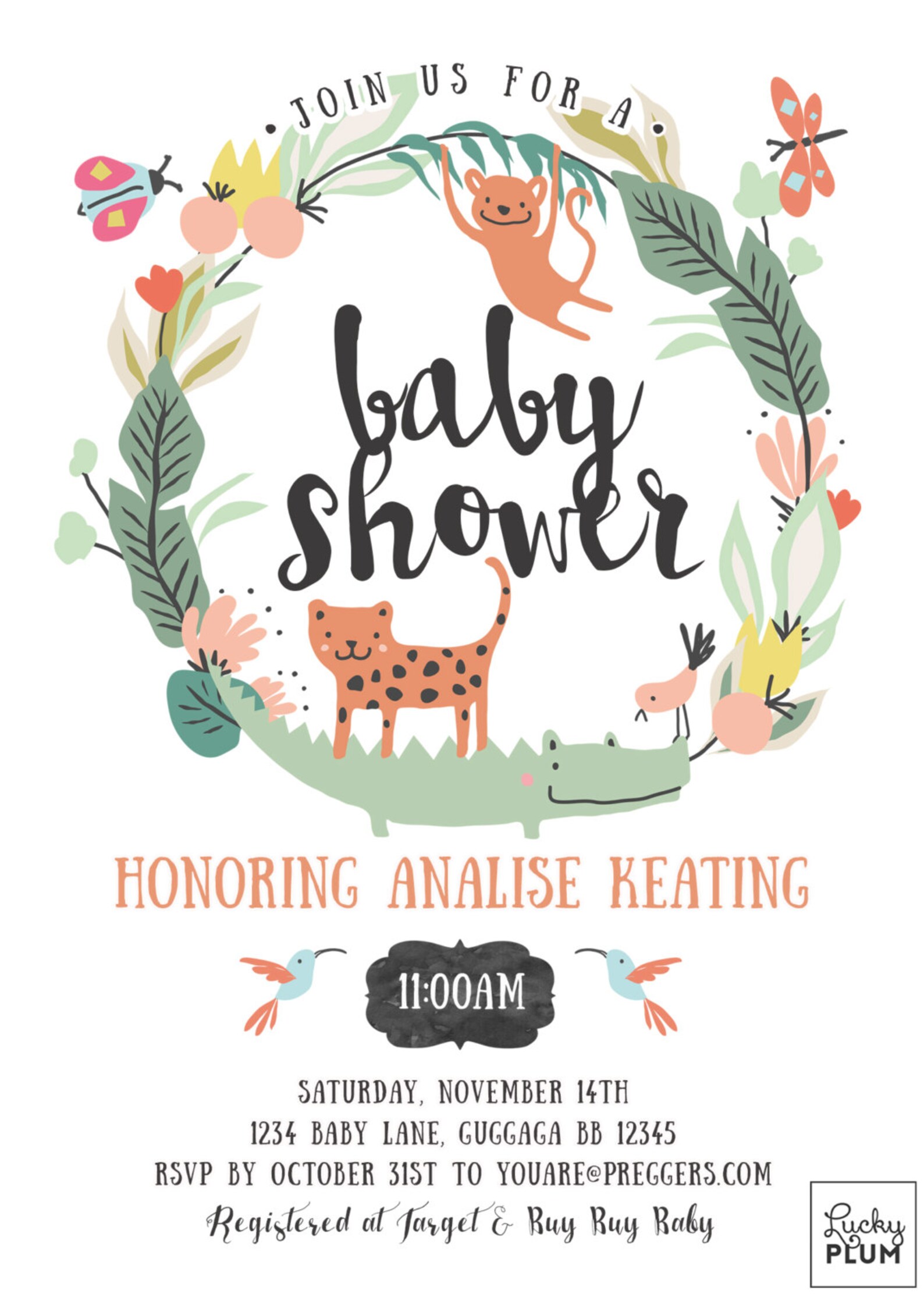 Safari Baby Shower Invitation / Animal Baby Shower Invitation Etsy