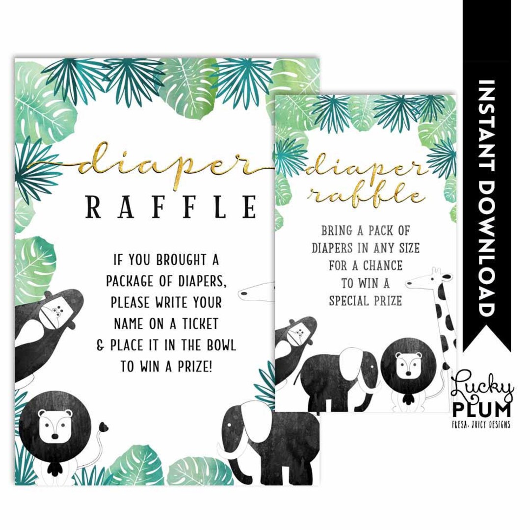 Jungle Diaper Raffle / Safari Diaper Raffle / Animal Diaper Raffle ...