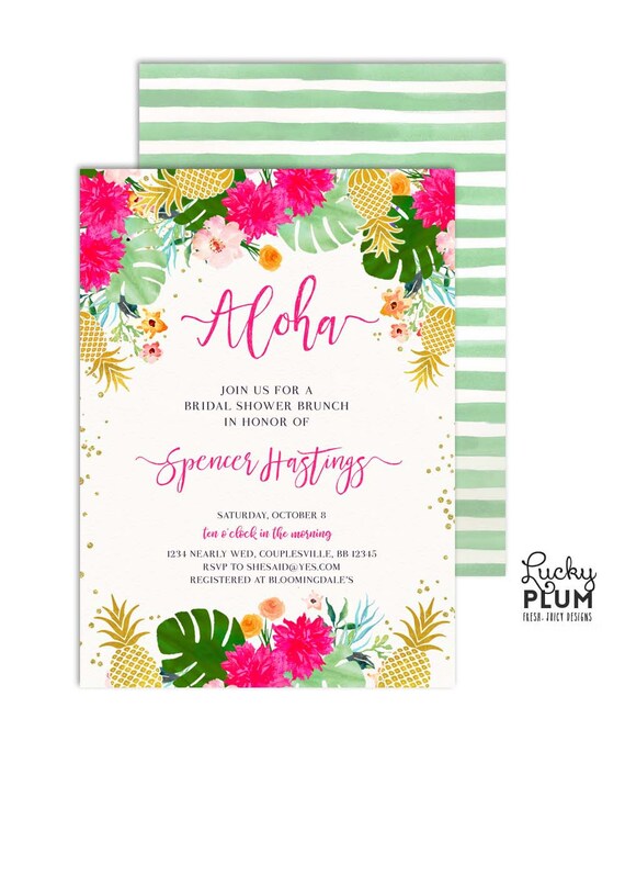 Tropical Bridal Shower Invitation Luau