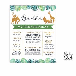 Gold Safari Birthday Invitation / Jungle Birthday Invitation / Wild Birthday Invitation / Zoo First Birthday Boy Gold SF01 image 8