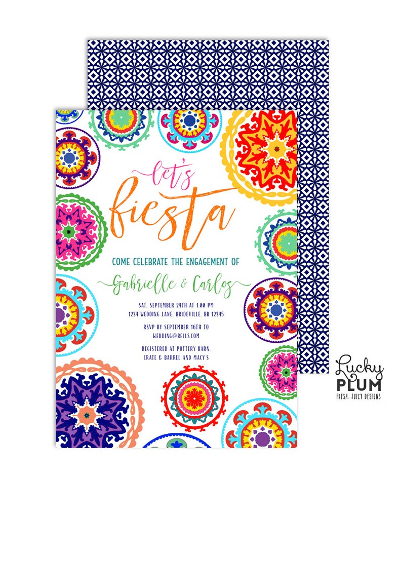 Fiesta Engagement Invitation / Fiesta Couples Shower Invitation / Fiesta Wedding Shower Invitation / Mexican / Printable Digital FT01 image 1