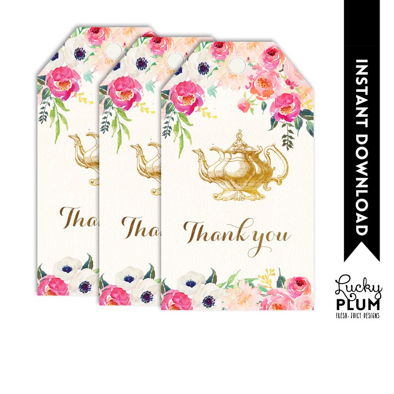 Tea Party Thank You Note Card / High Tea Thank You Note Card / Etsy