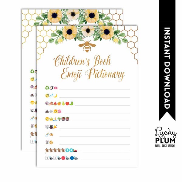 Children's Book Emoji Pictionary / Children's Books / Girl Baby Shower / Baby Shower Bundle / Floral / DIY Printable BE01