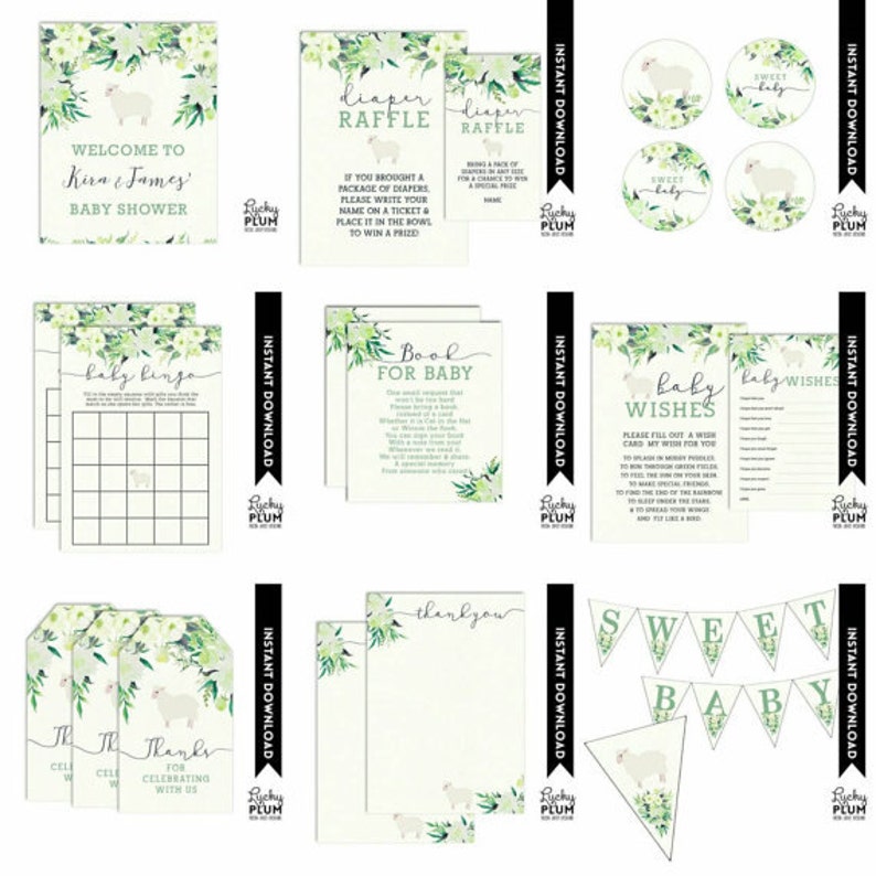 Lamb Book Card / Sheep Book Card / Lamb Bring A Book / Lamb Book for Baby / Woodland Book Card / Flower Spring DIY Printable LB01 image 2