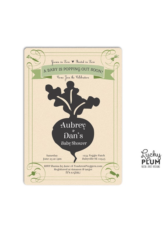 Locally Grown Baby Shower Invitation / Farmer's Market Etsy