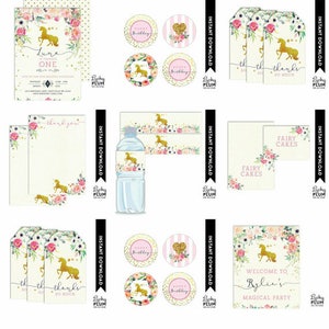 Décorations de cupcake licorne / étiquette ronde licorne / cheval My Little Pony / décorations de cupcake or rose / décorations de Cupcake fleur UC01 image 2