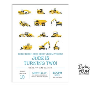 Transportation Birthday Invitation / Car Truck Birthday Invite / Construction Birthday Invite / Boy Birthday Invite / Digital file