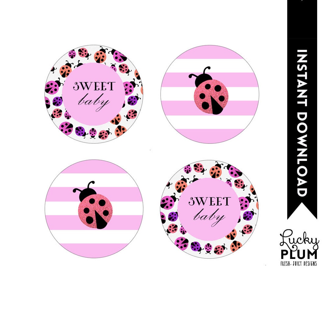 Ladybug Cupcake Toppers / Ladybird Cupcake Toppers / Lovebug Cupcake Topper / Pink Cupcake ...