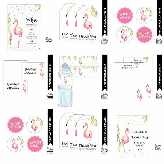 Flamingo Favor Tags / Flamingo Gift Tags / Flamingo Thank You | Etsy