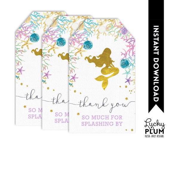 Nautical Tags Purple Seahorse Party Tags Plum Purple Shower Favor Tags Under the Sea Party Theme Thank You Gift Tags