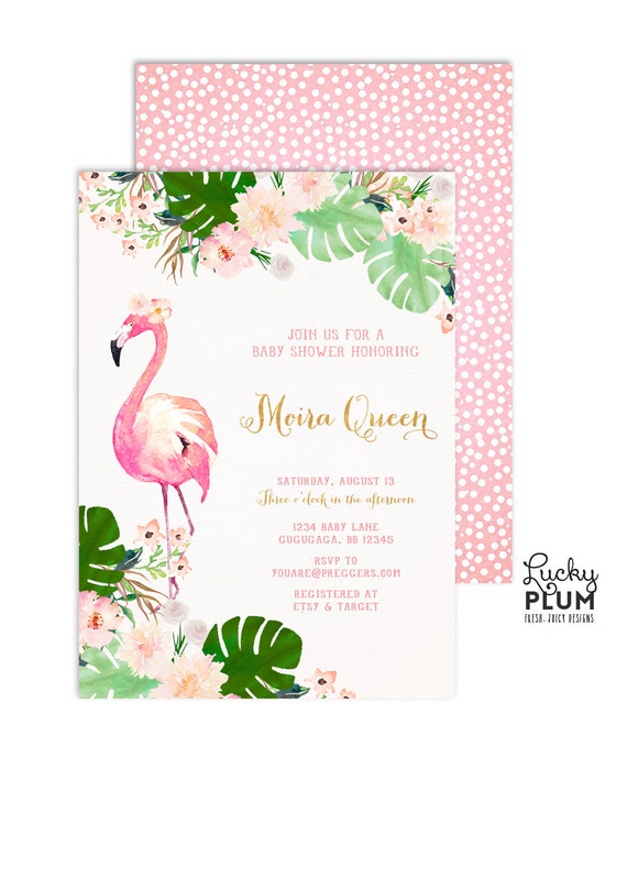 flamingo baby shower invitations