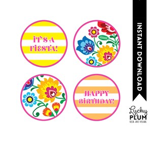 Fiesta Birthday Banner / Flower Banner / Tribal Banner / Mexican Fiesta Banner / Papel Picado Banner / Printable / DIY / Digital File image 2