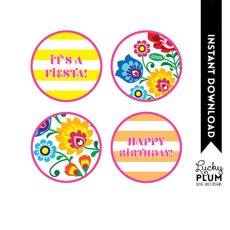 Fiesta Birthday Banner / Flower Banner / Tribal Banner / Mexican Fiesta Banner / Papel Picado Banner / Printable / DIY / Digital File image 2