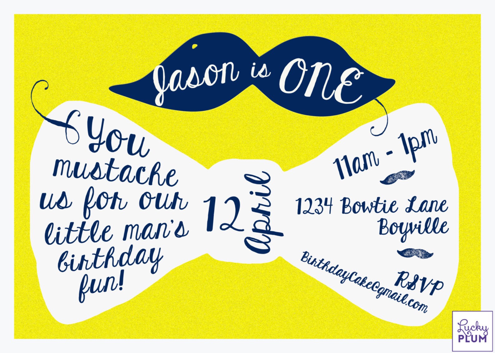 Mustache Bowtie Birthday Invitation / Mustache Invite / Bow - Etsy