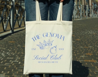Genovia Social Club Personalized Princess Diaries Bachelorette Party Tote Bag Canvas Favor Customizable Mia Thermopolis Custom Gift y2k