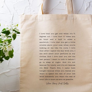 When You Realize New Years Eve Scene Harry Met Sally Rom Com When Harry Met Sally Movie Quote Tote Bag Gift Film Buff Meg Ryan Billy Crystal