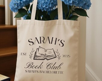 Bride's Book Club Party Bookish Bachelorette Book Club Party Tote Literary Girl Bach Tote Bag Book Aesthetic Present Booklover Wedding Merch