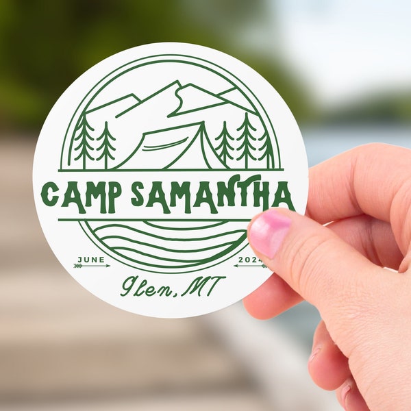 Custom Vintage Camp Bachelorette Party Stickers Bachelorette Customs Personalized Location Camp Bachelorette Trip Mountain Bride Gift Hiking