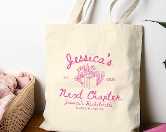 Bride's Next Chapter Bookish Bachelorette Book Club Party Totes Literary Girl Bach Tote Bag Book Aesthetic Present Booklover Wedding Merch