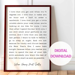 When Harry Met Sally New Years Eve Rom Com Digital Poster Print Decor for Film Enthusiasts Film Poster Harry Sally Trendy Wall Art Meg Ryan